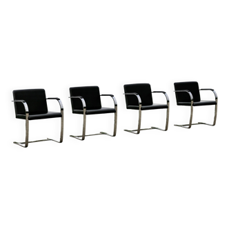 Set of 4 BRNO armchairs, Mies Van der Rohe, Alivar edition, Italy, circa 1985.