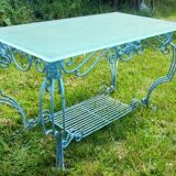 Old console table wrought iron and glass
