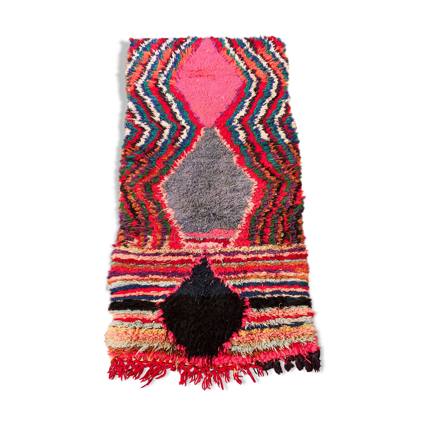 Pink Boucherouite carpet "Imouzzer" 74x170cm