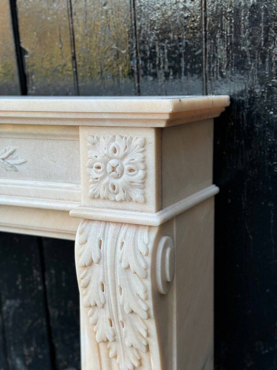 Louis XVI Style Fireplace in Pink Marble Circa 1980