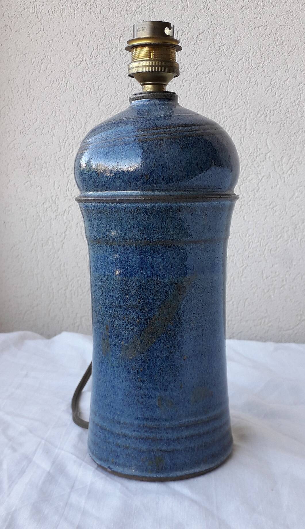 Blue stoneware lamp base
