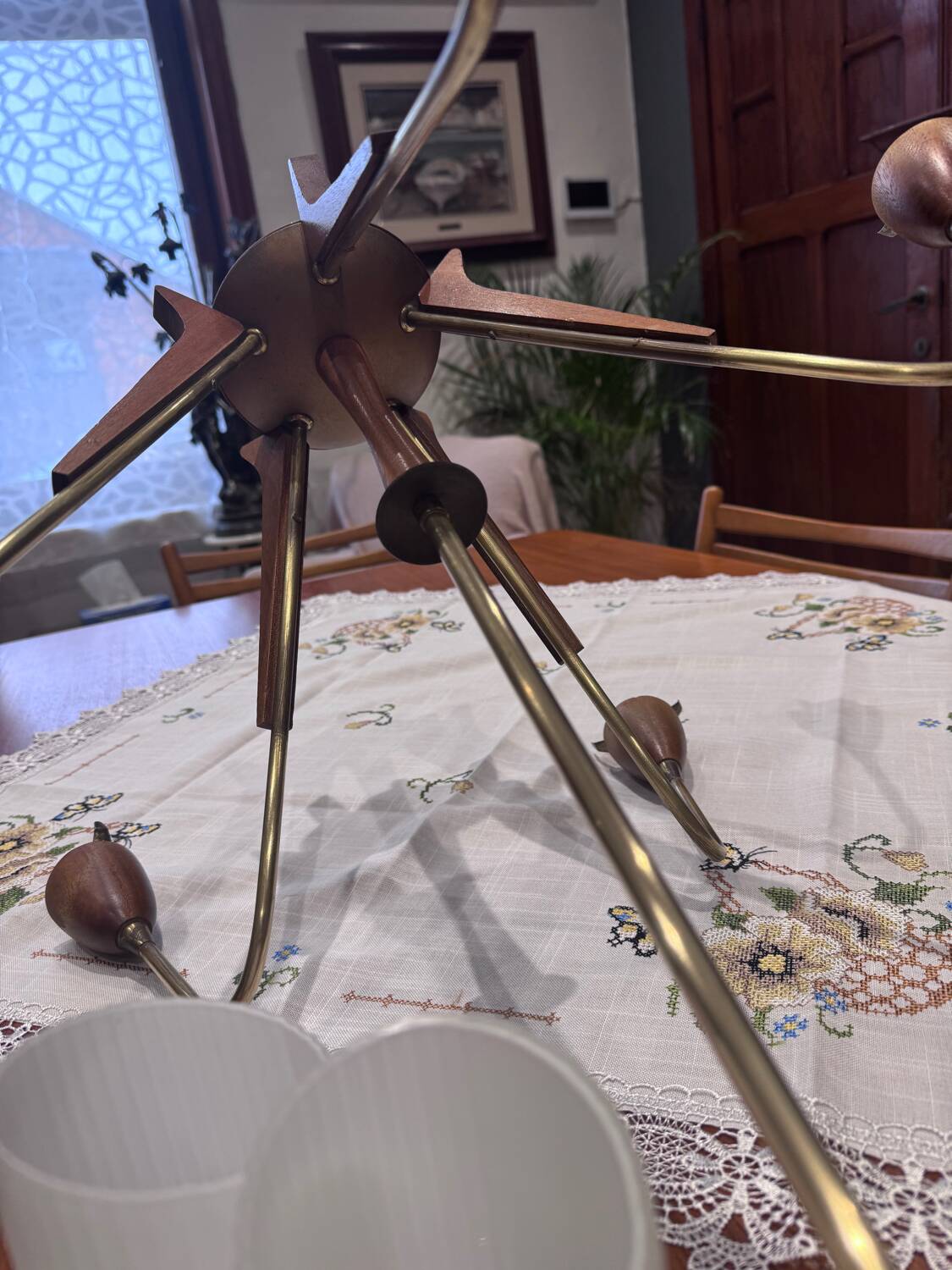 Vintage Scandinavian chandelier with 5 arms (1950s–60s)