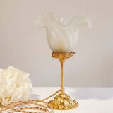 Vintage tulip and brass globe-laying lamp