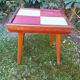 Table vintage en bois pieds compas