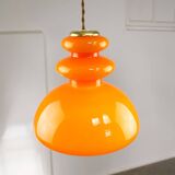 Mid-Century Italian Orange Glass & Brass Pendant Lamp, 60s