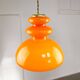 Lampe suspendue en verre orange et laiton italien des années 60, style mid-century.