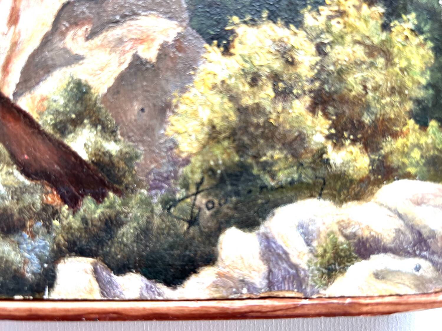 Méditerranean landscape, Louis Hardy, oil on panel. 20th century.