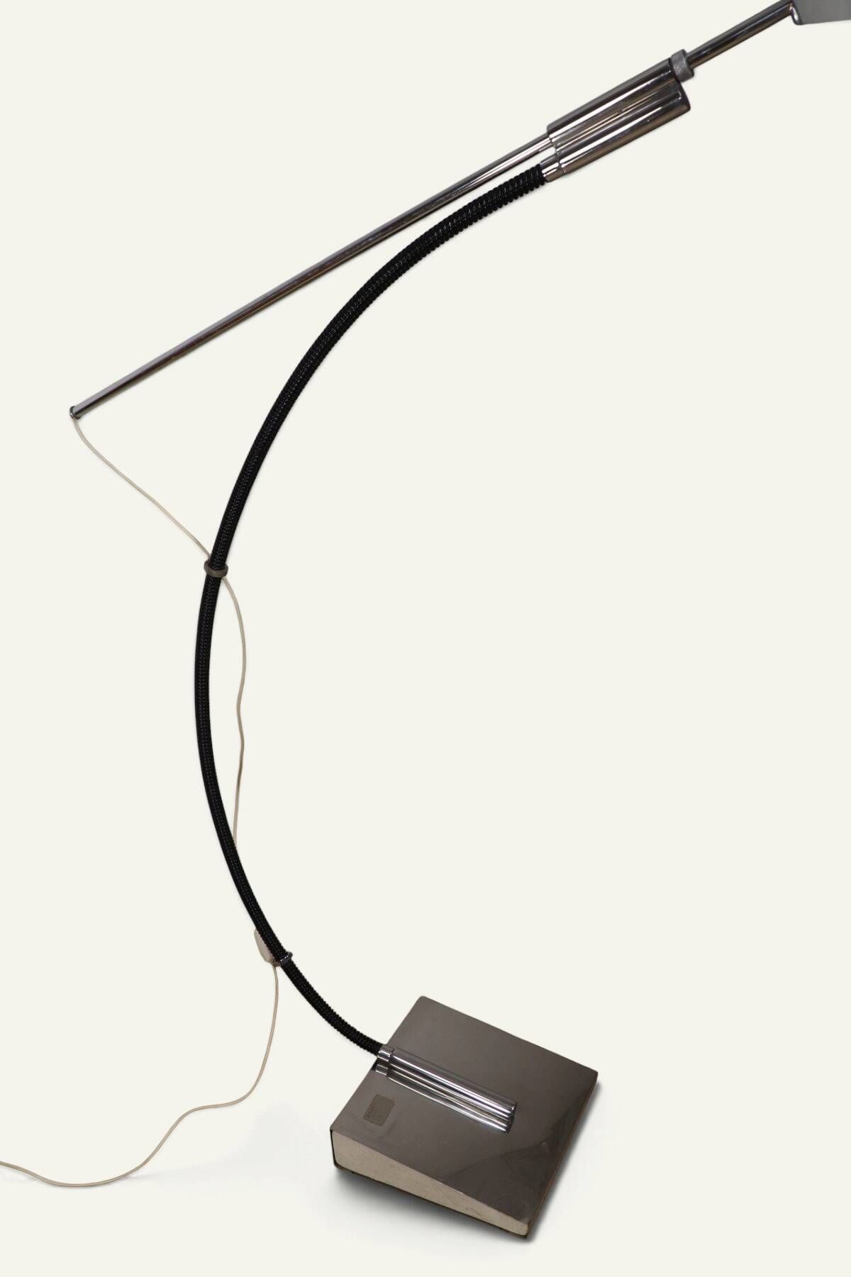 Vintage arc floor lamp with a chrome metal balance, 1970.