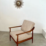 Old vintage teak armchair design Walter Knoll for Knoll Antimott Germany 1960s