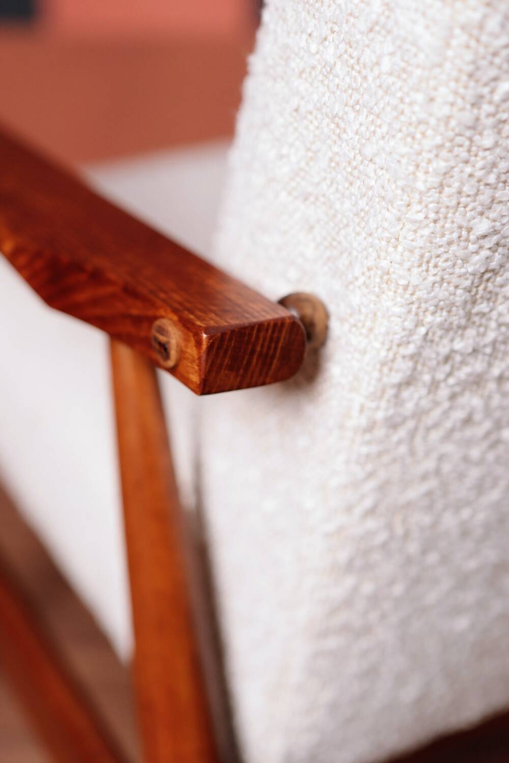 Vintage Lounge Chair White Bouclè Mid Century Design