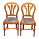 2 chaises bois massif chêne clair tissu fleurs