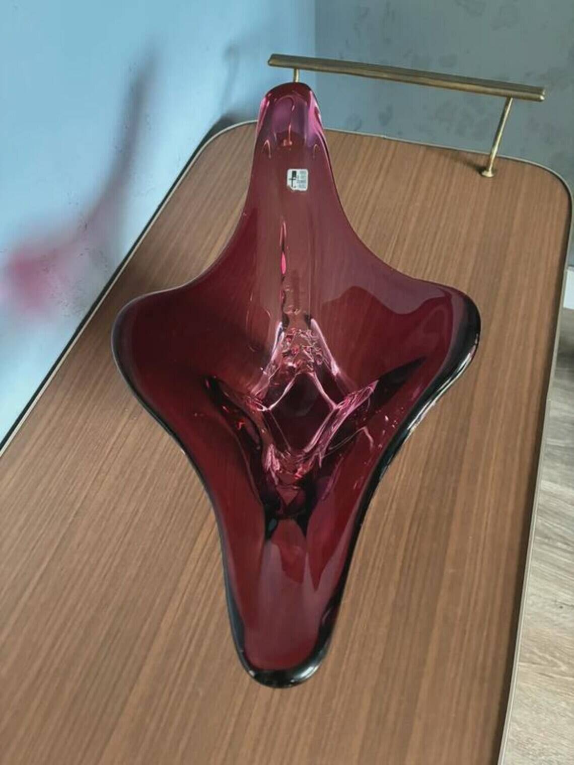 Murano art glass centrepiece bowl, ruby red, Italy, 1970s