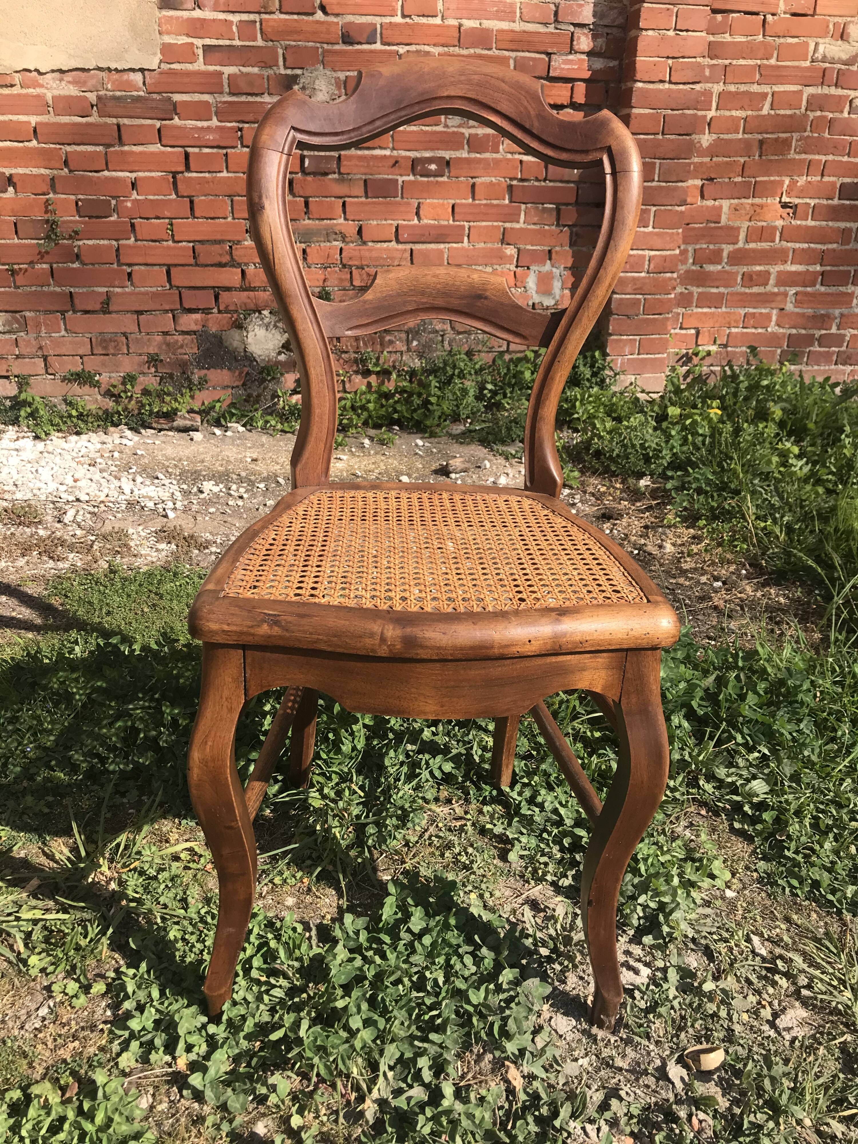 Suite of 8 Louis Philippe canne chairs