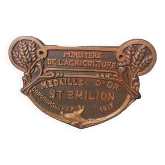 Plaque Saint Émilion concours ministère de l'agriculture 1913