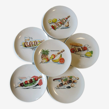 6 assiettes en porcelaine véritable "création des ateliers de la cigogne" en très bon état