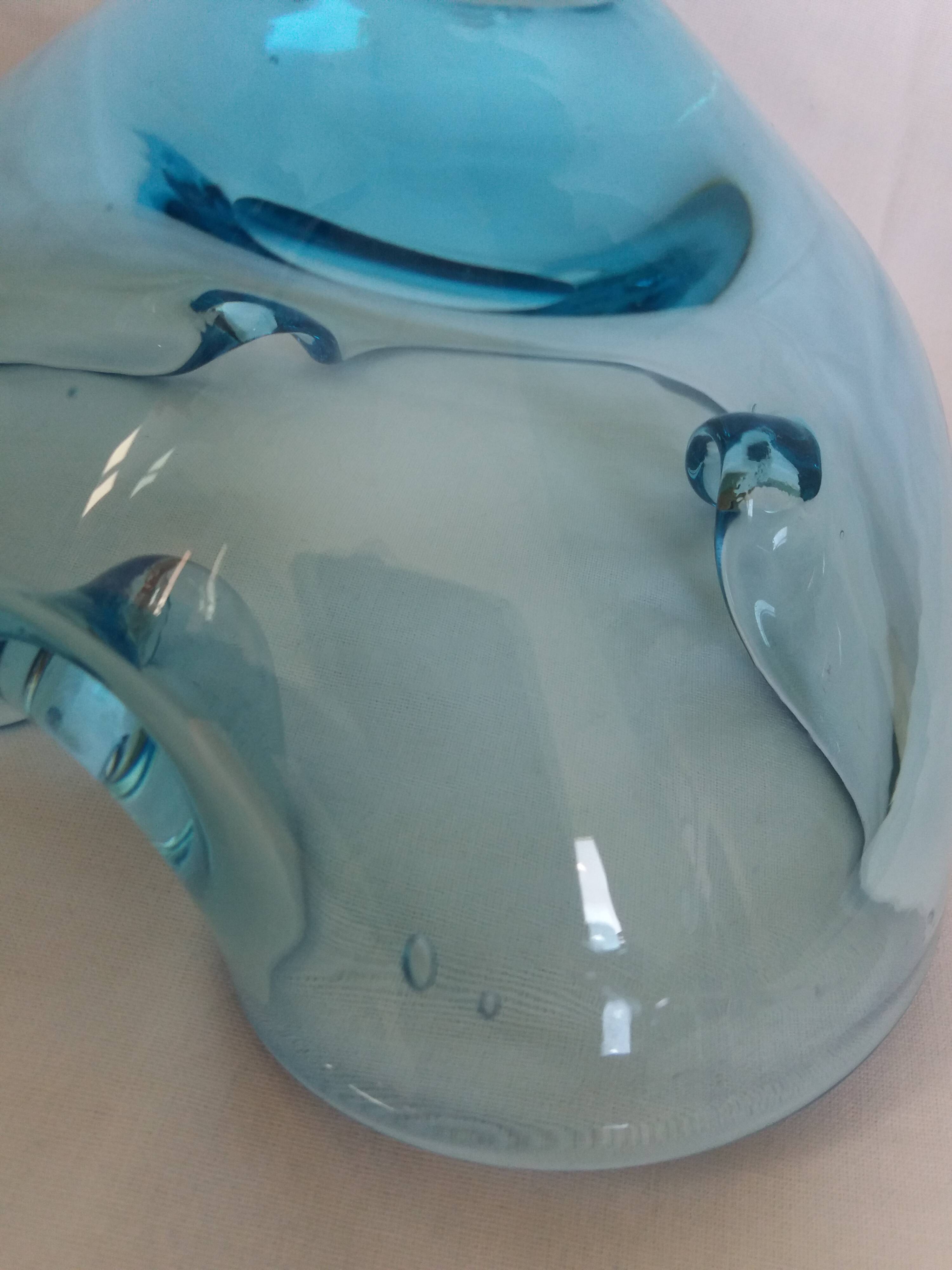 Murano turquoise blue glass trilobed empty pocket ashtray