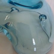 Murano turquoise blue glass trilobed empty pocket ashtray