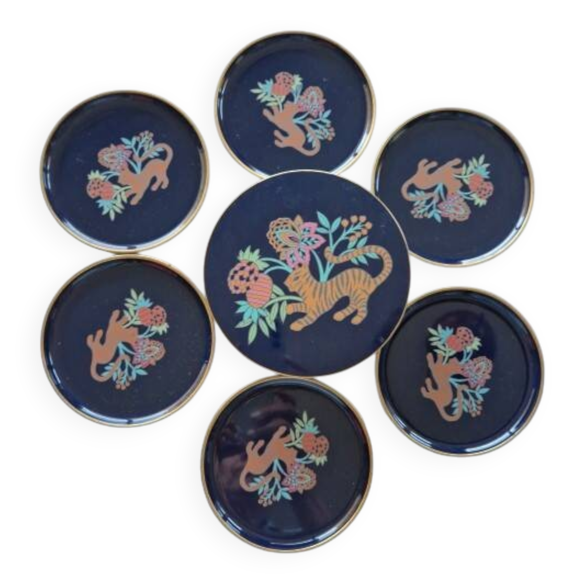 Set of 6 Japanese coasters in a cylindrical box