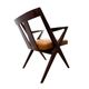 4 Dining chairs inspired by Pierre Jeanneret style, made of solid wood and leather.