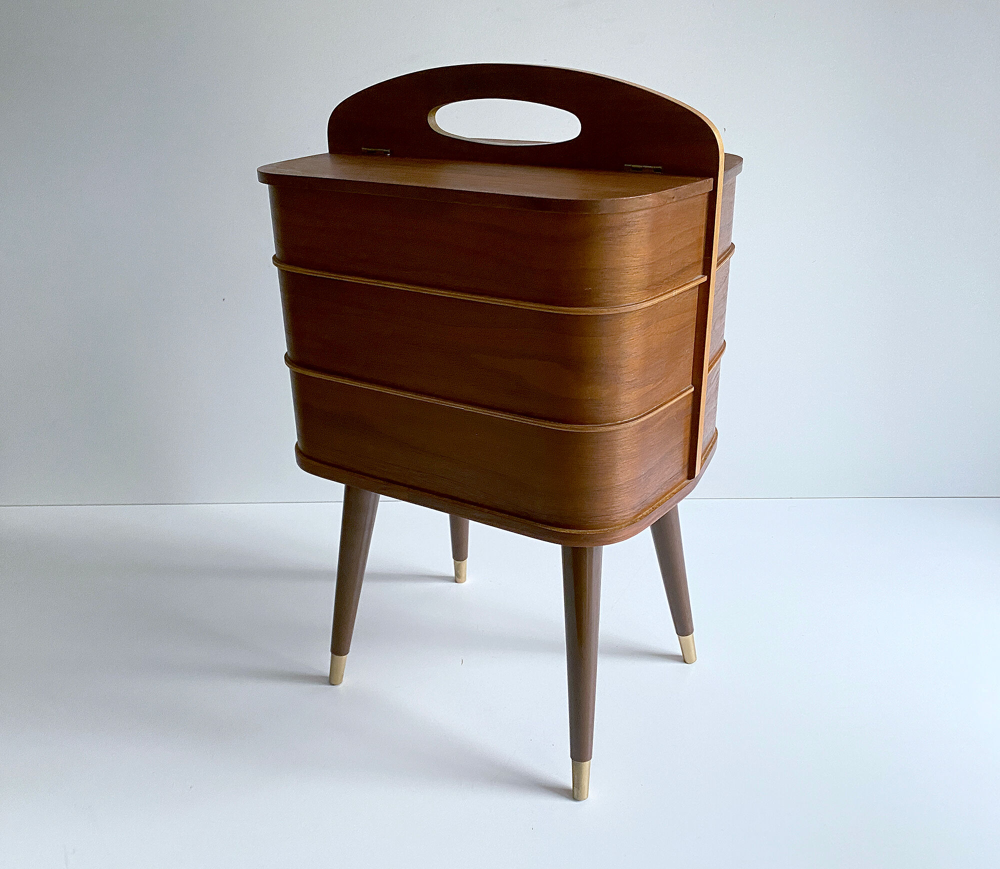 60s Portable Scandinavian Seamstress Worker, Wood
