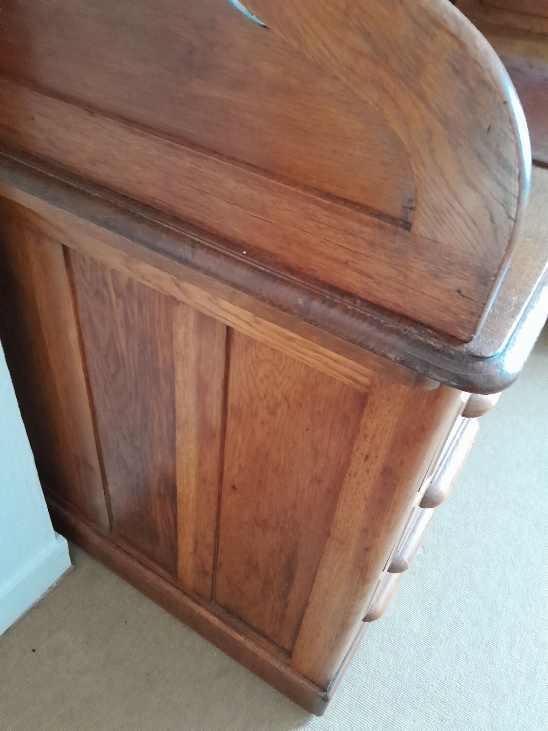 American solid oak desk with antique patina