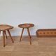 Set of Rattan and Wood Stools with Wall Coat Rack ULUV, Jan Kalous, 1960s