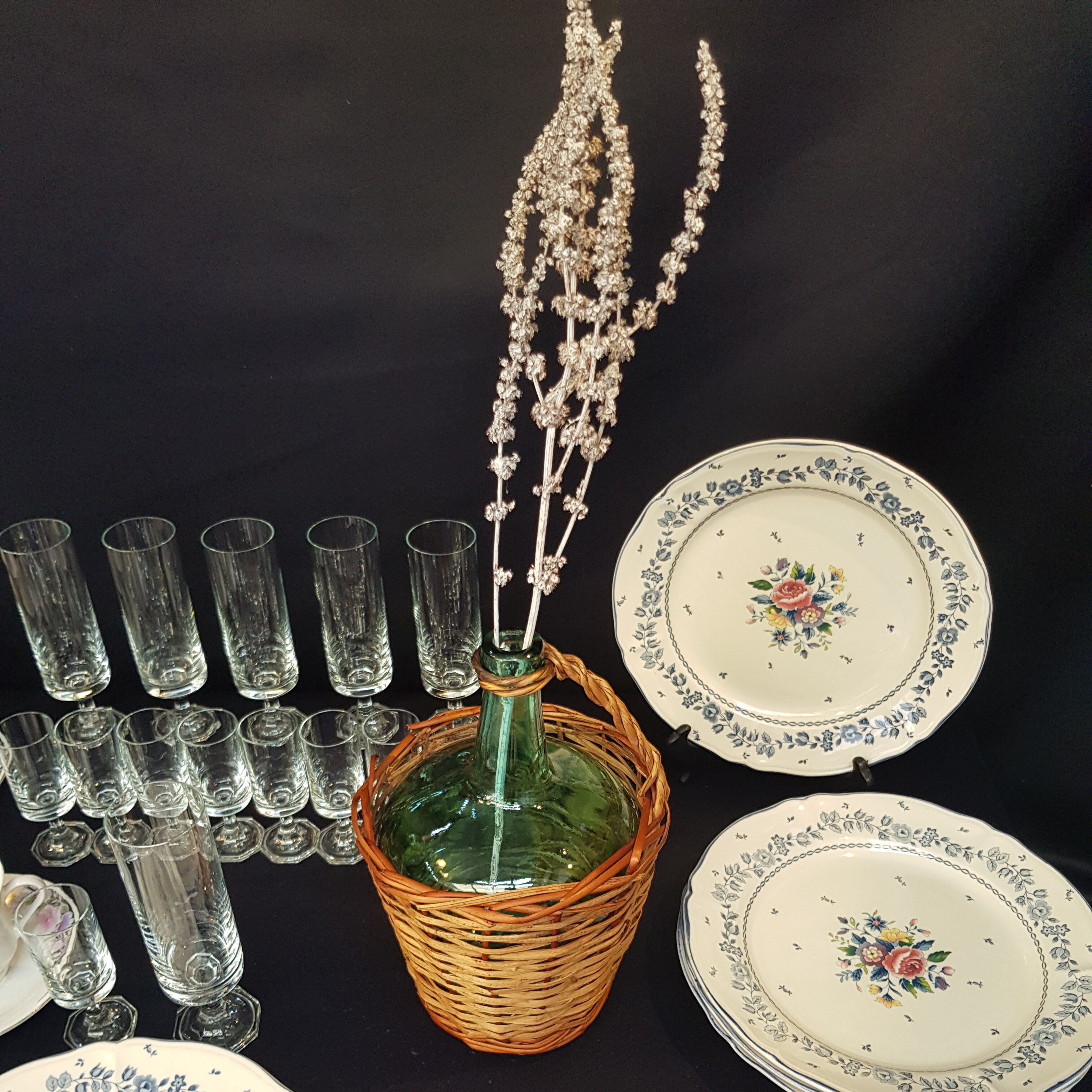 glass and rattan bottle