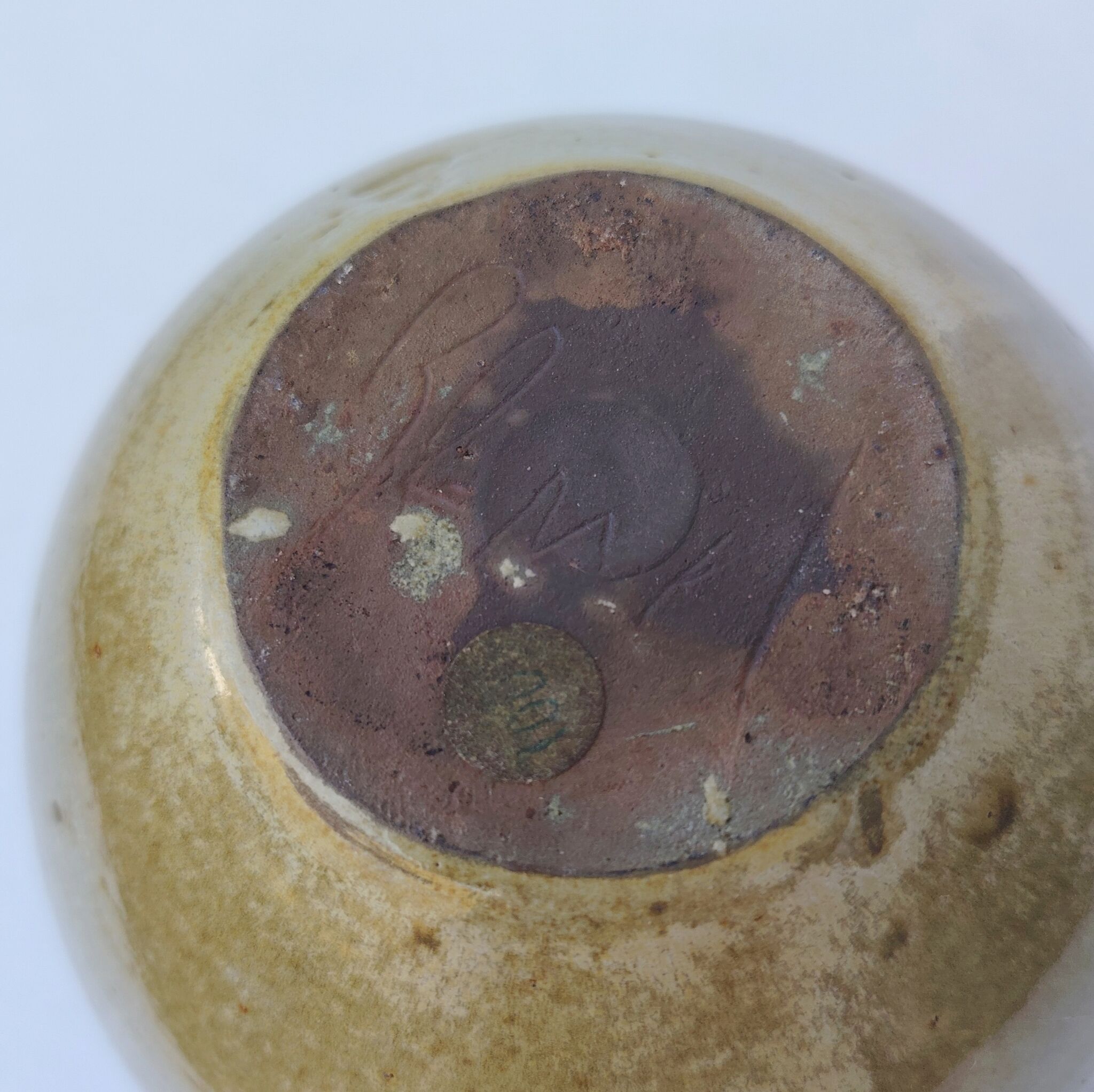 Vintage signed glazed stoneware vase.