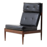 Chaise longue élancée en teck, Belgique années 1960