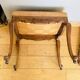 19th century Regency footrest with floral bouquet tapestry made with cross stitch