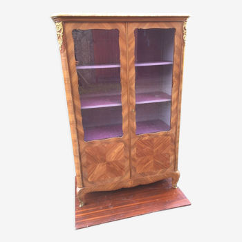 Louis XV marquetry library display case with 2 doors stamped Maurice Rinck