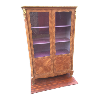 Louis XV marquetry library display case with 2 doors stamped Maurice Rinck