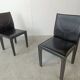 Black leather dining chairs by Arper italy, 1980s - set of 6
