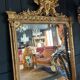 Napoleon iii period fireplace mirror in golden wood with putti decor - 19th century