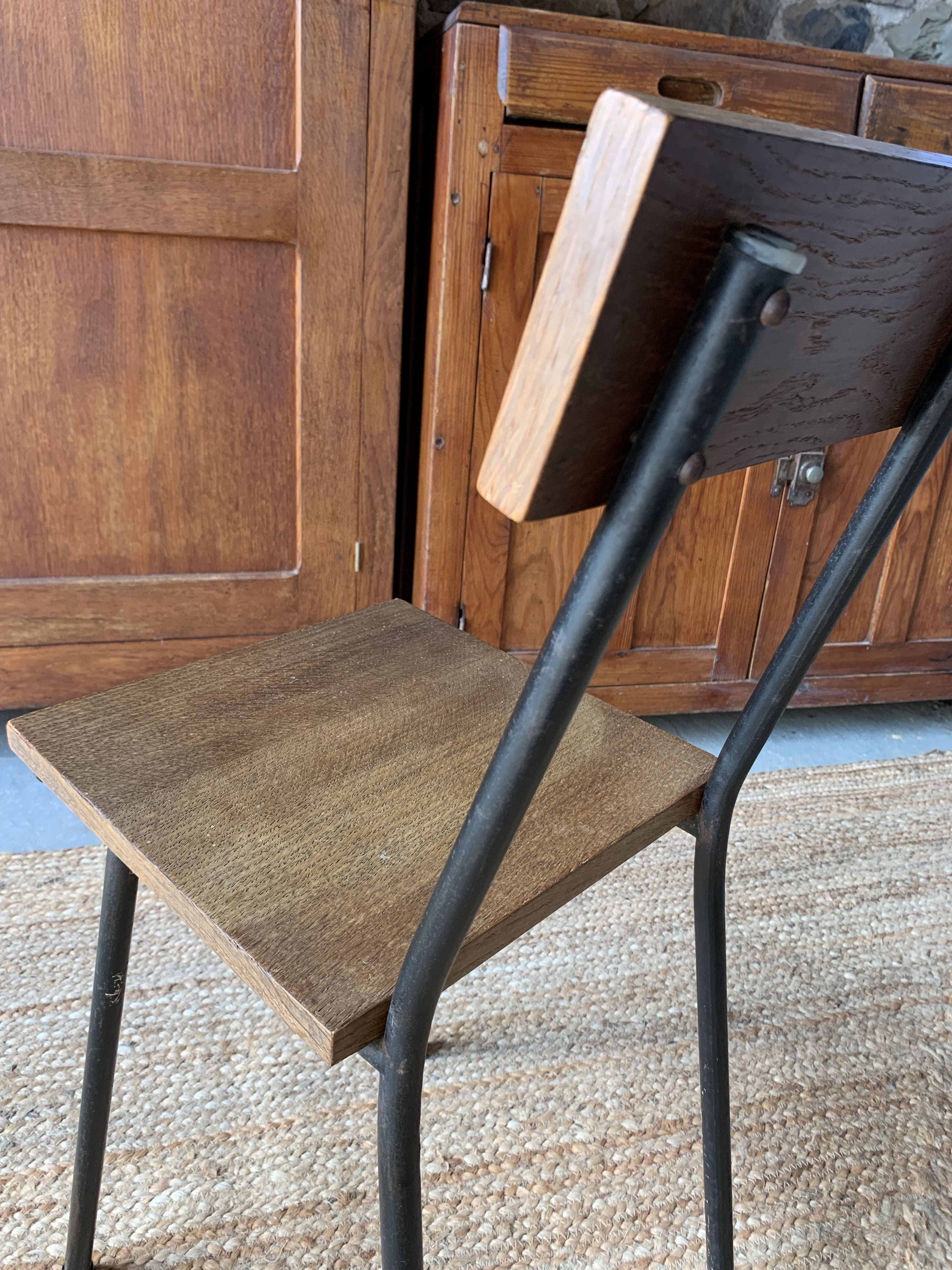 Wooden and metal school chair