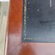 Black leather desk with extensions