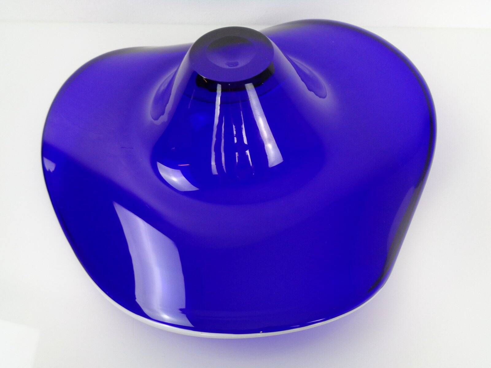 Large blue glass bowl, Czechoslovakia, 1960s