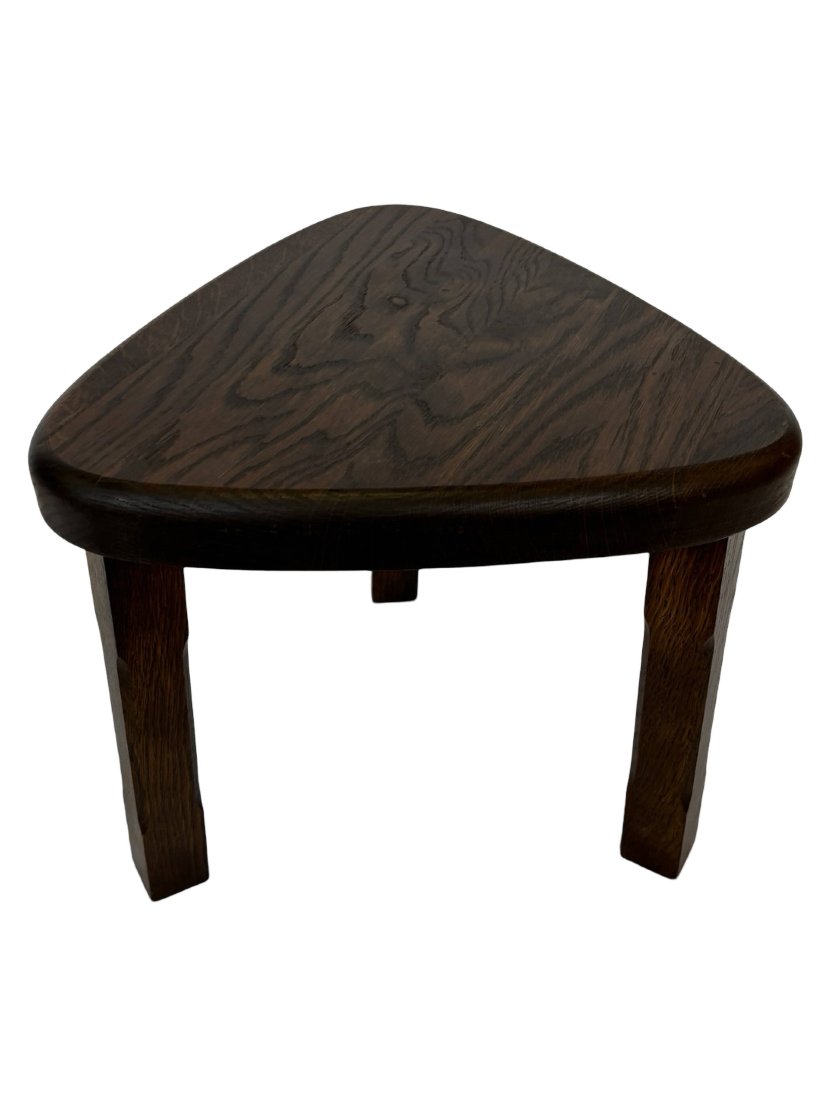 Set of 3 brutalist oak oval side or nesting tables minimalist design 1970s