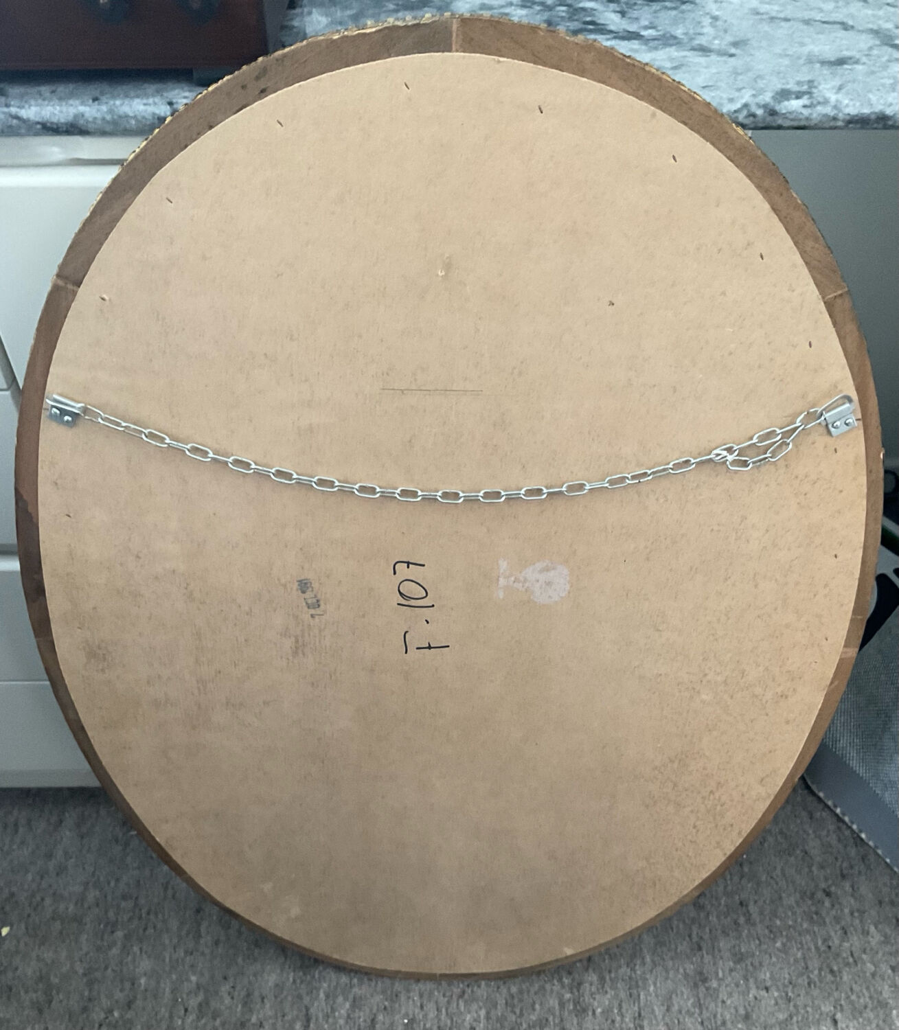 Vintage mirror in solid wood with brass and parcloses.