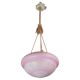 Chandelier en verre vintage Art Déco rose italien des années 1950 avec décorations.