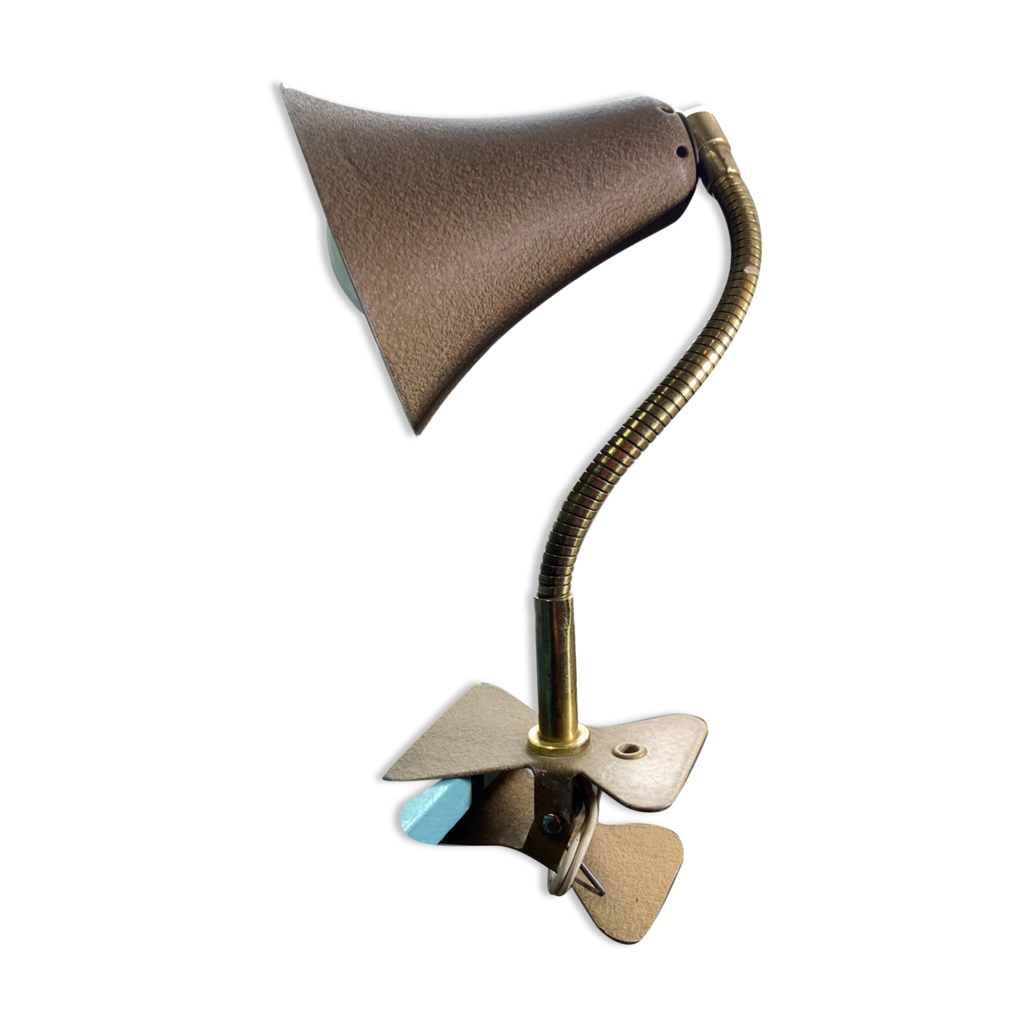 Vintage beige metal clip lamp working condition original electrification