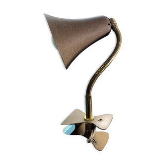 Vintage beige metal clip lamp working condition original electrification