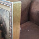 Table JB. Greuze young boy "the blonde child", reprod oil painting, under gilded frame 23x29 cm