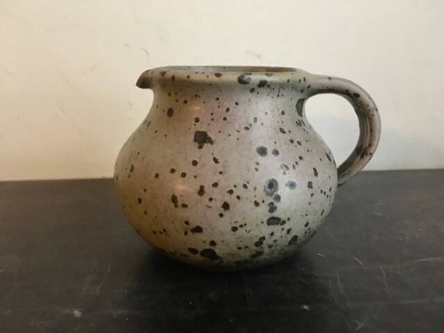 Teapot + 4 bowls in pyrite stoneware from Puisaye, Mr. Isambert Robert Deblander