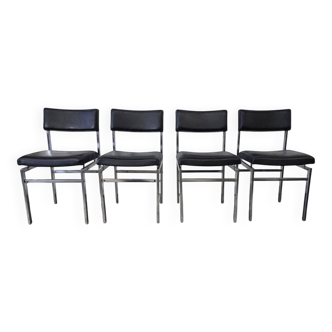 Set of 4 vintage chrome chairs / dining chairs