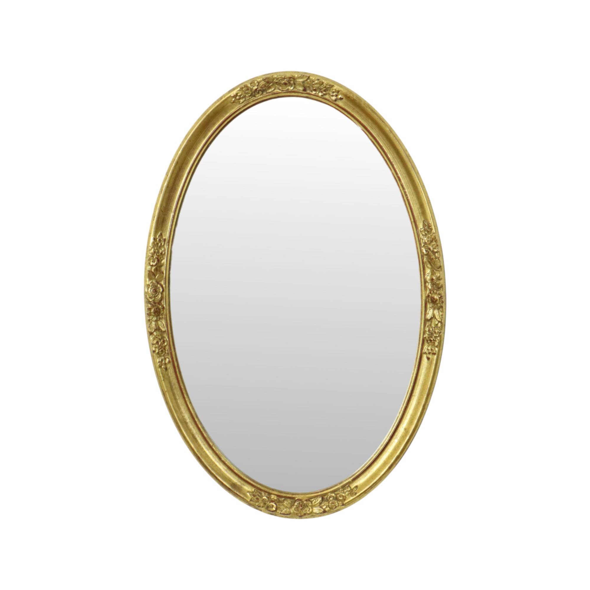 Hollywood Regency Golden Mirror Oval Deknudt Classic