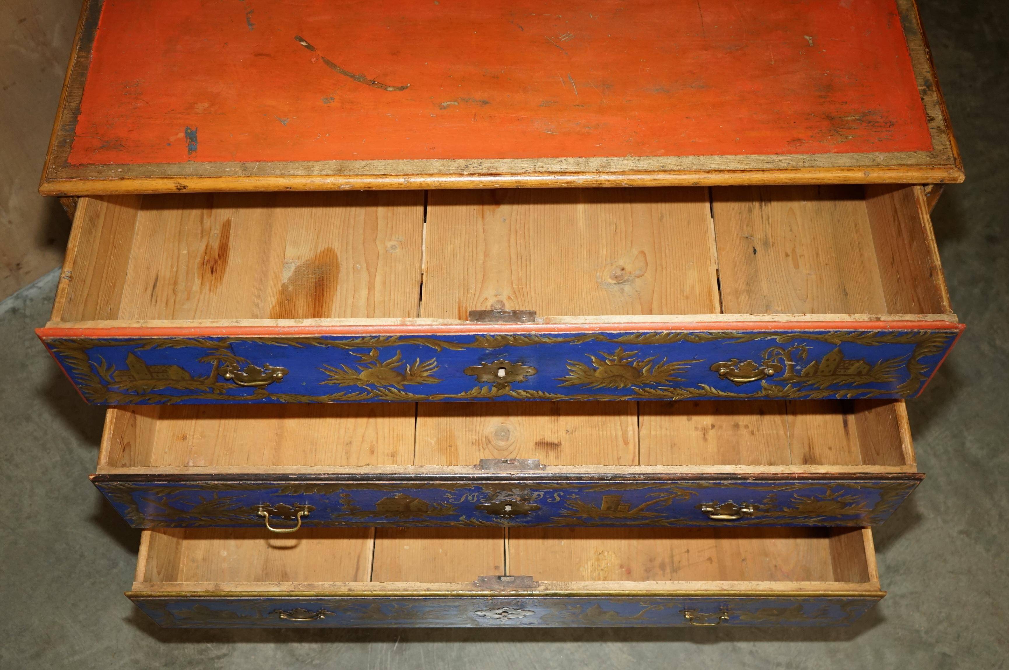 Commode campagne polychrome 1778 en bois style George III