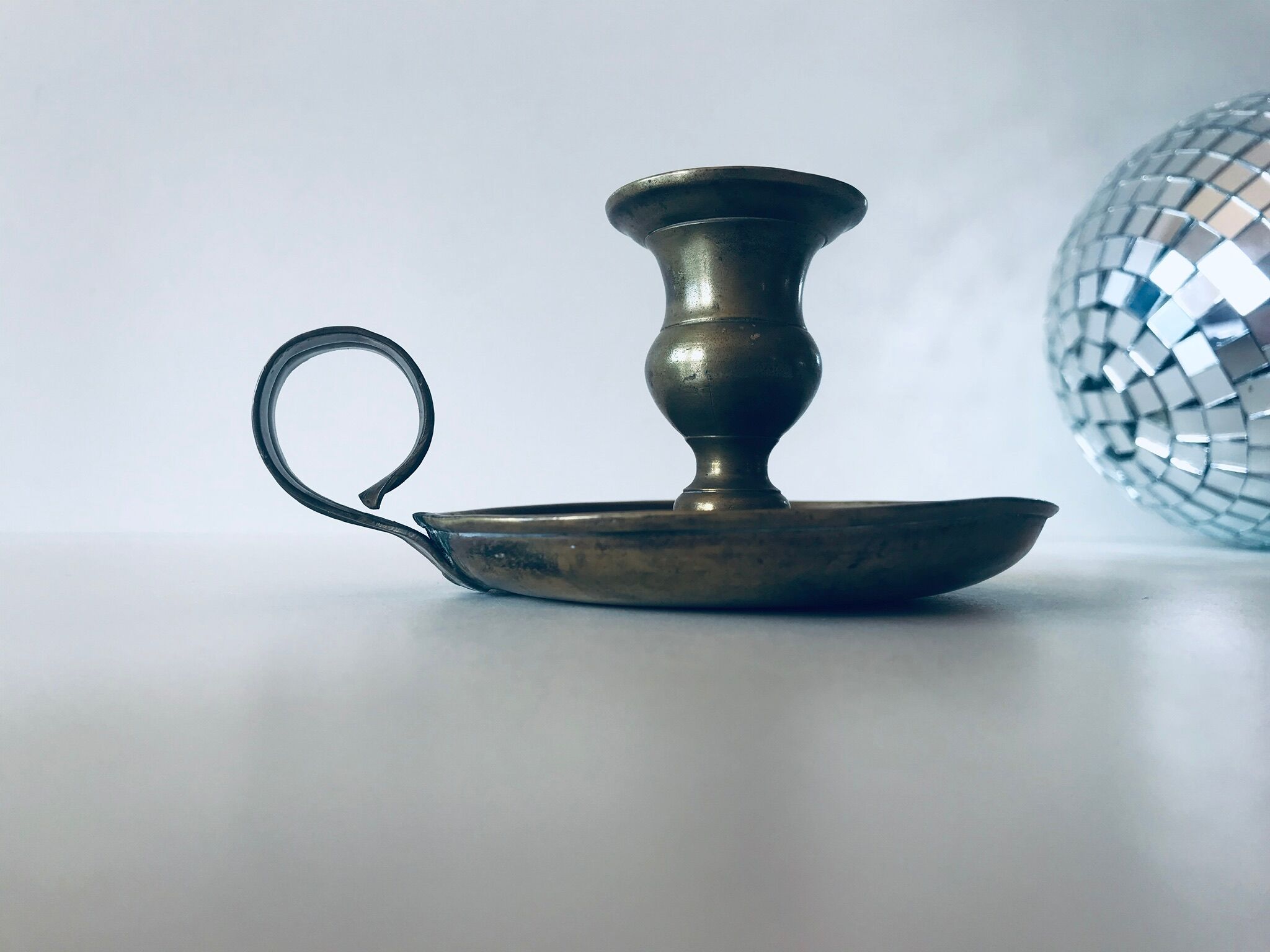 Old golden brass candlestick