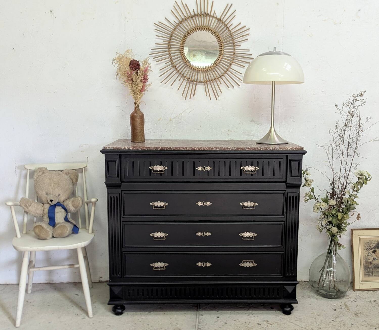 19th-19th Century Chest of Drawers with Shabby Patina
