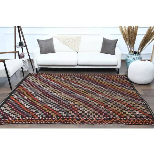 1970s vintage Turkish Oushak handmade wool cotton brown area rug 182x289
